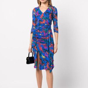 Diane Von Furstenberg DragonFly Printed Dress Lando Wrap Dress  XL